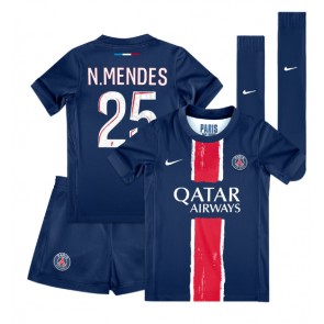 Paris Saint-Germain Nuno Mendes #25 Domaci Dres za Dječji 2024-25 Kratak Rukavima (+ kratke hlače)